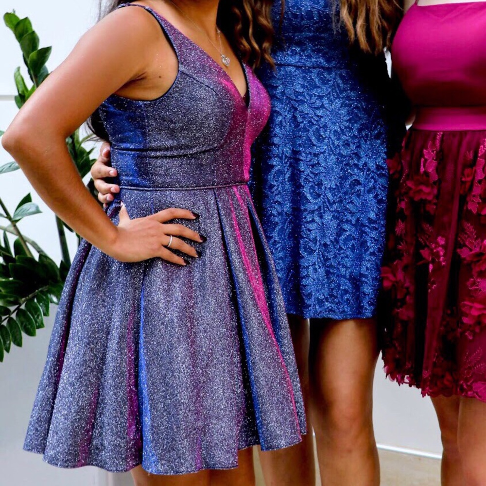 Metallic Iridescent Homecoming Dress